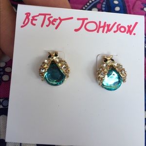 Authentic Betsey Johnson blue crystal ladybug